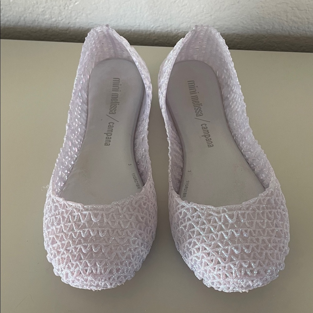 Mini Melissa Campana icy lavender white jelly flats size 4